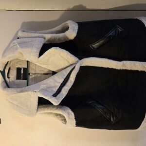 Black and White Faux Fur Vest